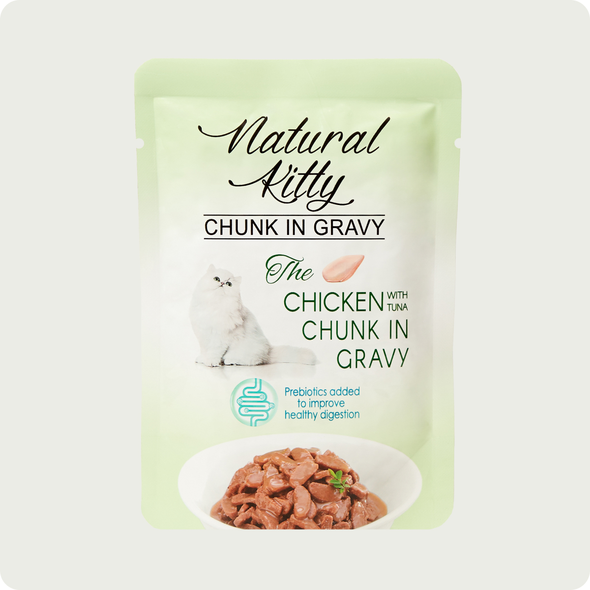 Natural Kitty Шматочки курки, тунця та курячої печінки в підливі, 85 г