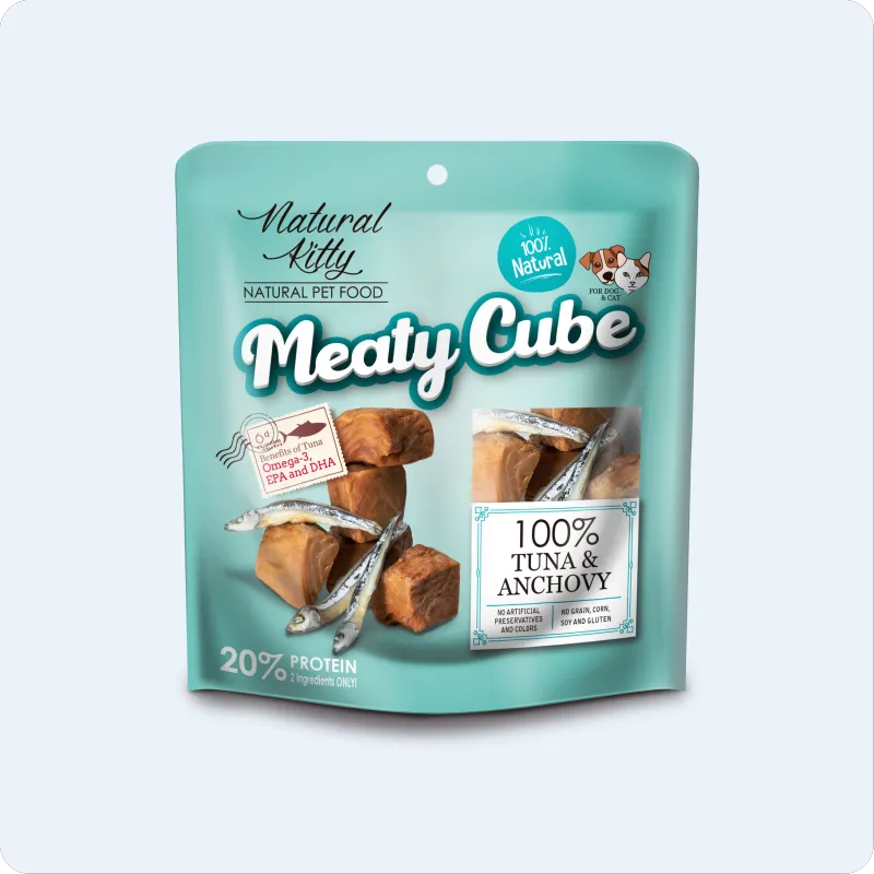 Natural Kitty М'ясні кубики з тунця та анчоусів для котів і собак, 60 г