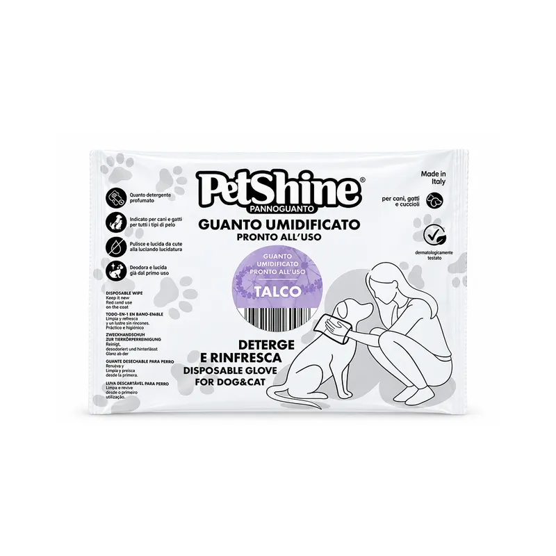 PetShine волога рукавичка з ароматом тальку для очищення собак і котів, 1 шт