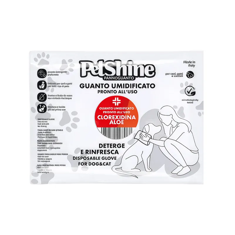 PetShine волога тканинна рукавичка з хлоргексидином для очищення собак і котів, 1 шт