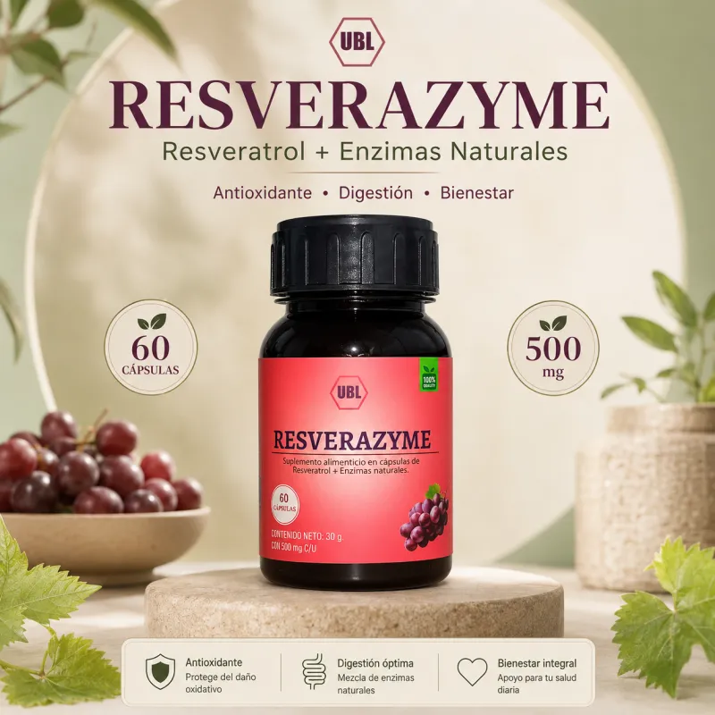 RESVERAZYME – Resveratrol + Enzimas Naturales | 60 Cápsulas