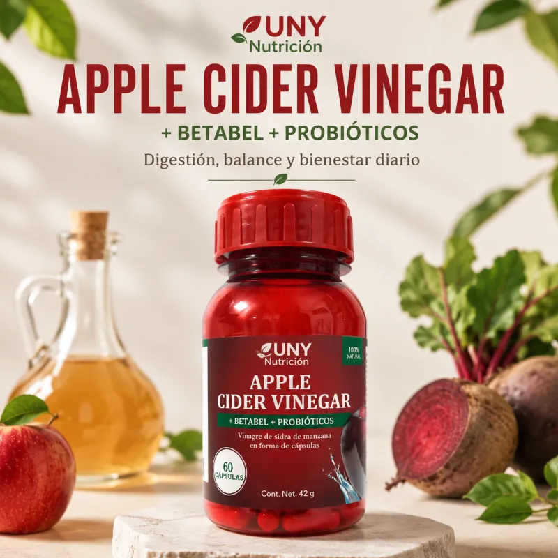 Apple Cider Vinegar + Betabel + Probióticos | 60 Cápsulas