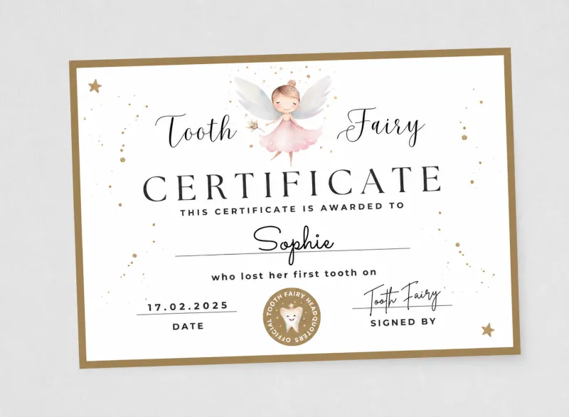 Tooth fairy certificate 