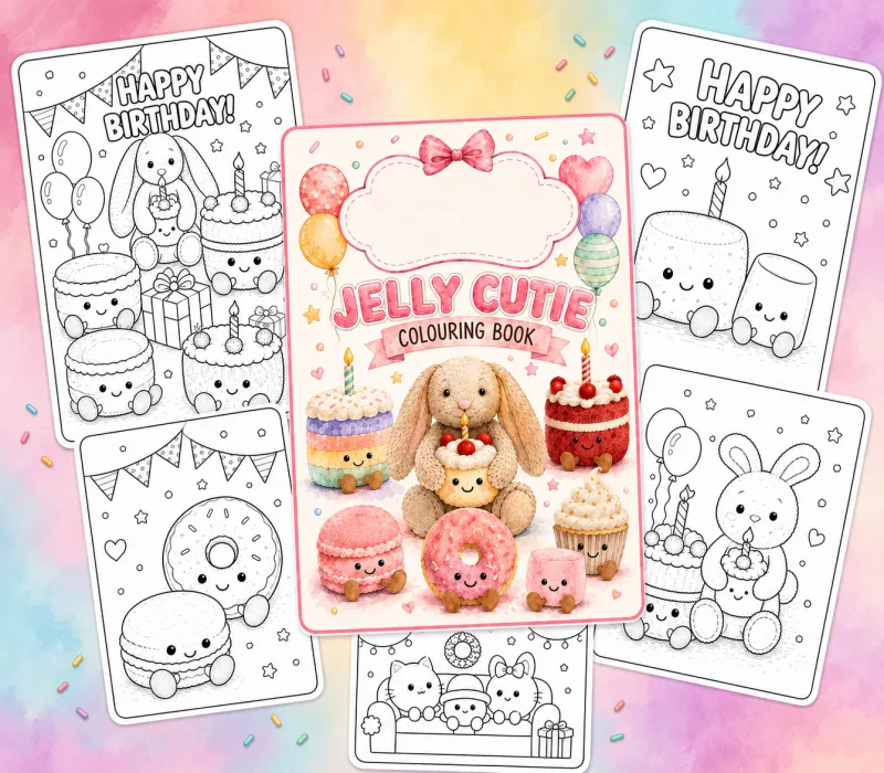 Jelly cat inspired colouring book 