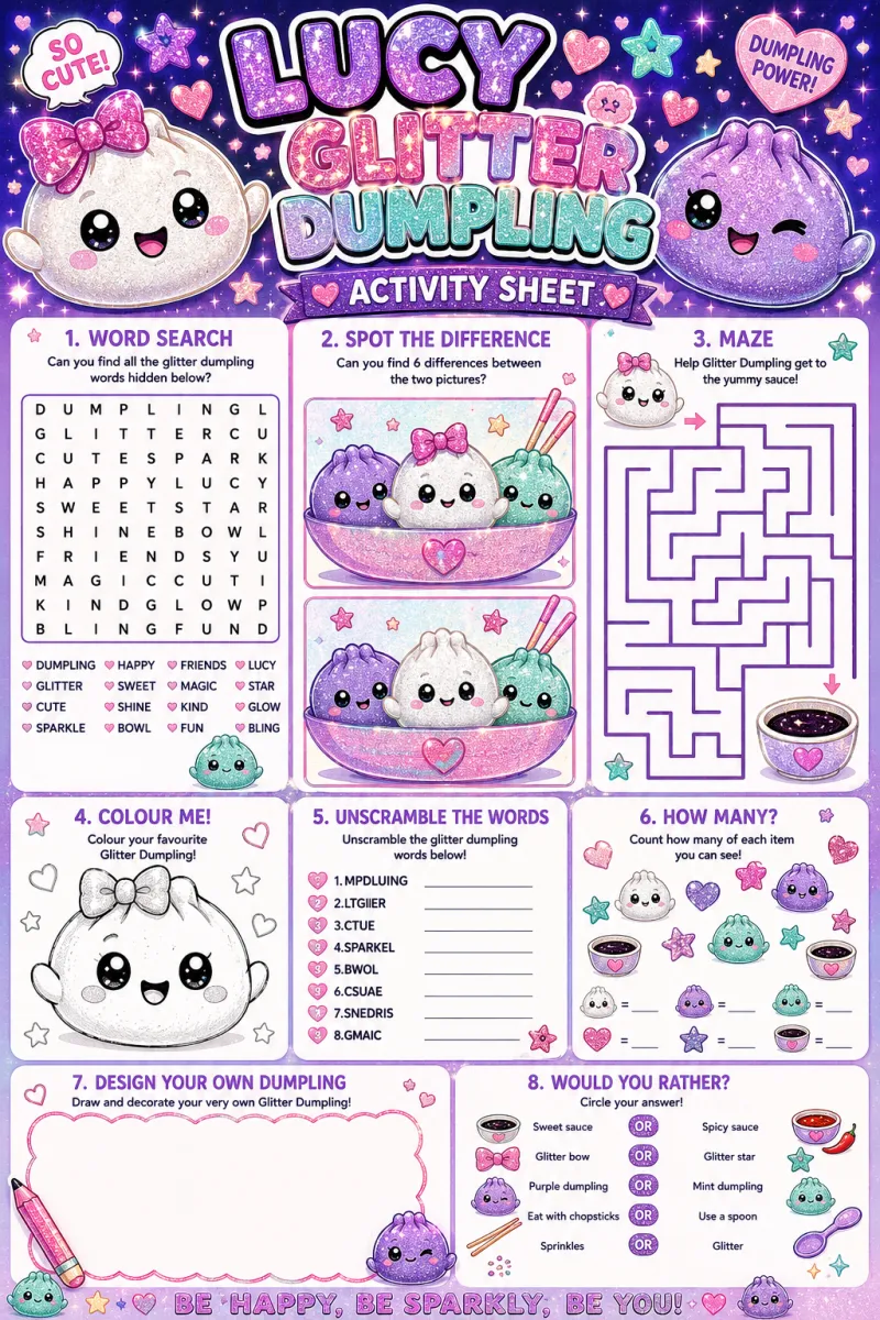 Glitter dumpling activity sheet 