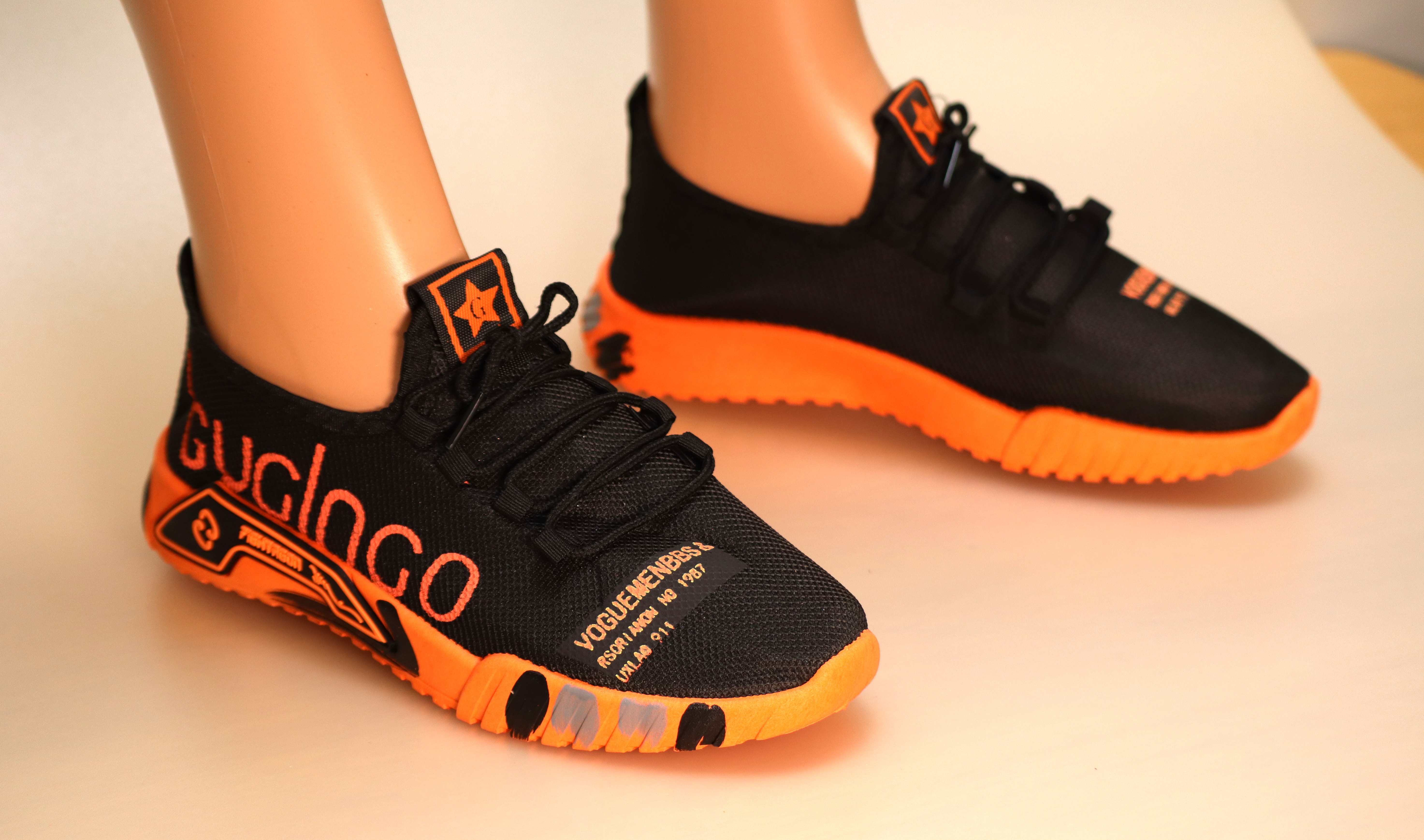 Vogue Mesh Walking Shoe - Black & Orange