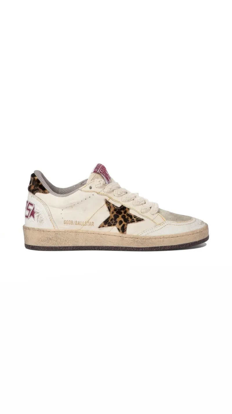 Golden Goose  Leather Pony Hair-Trim Ball Star Sneakers