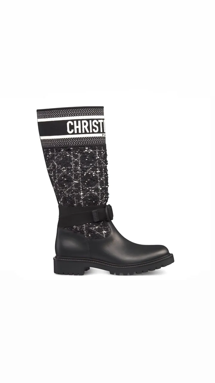 D-Major Boot Cannage Tweed and Black Calfskin