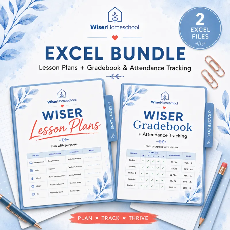 Excel Double Bundle: Wiser Lesson Plans & Wiser Gradebook+Attendance Tracking