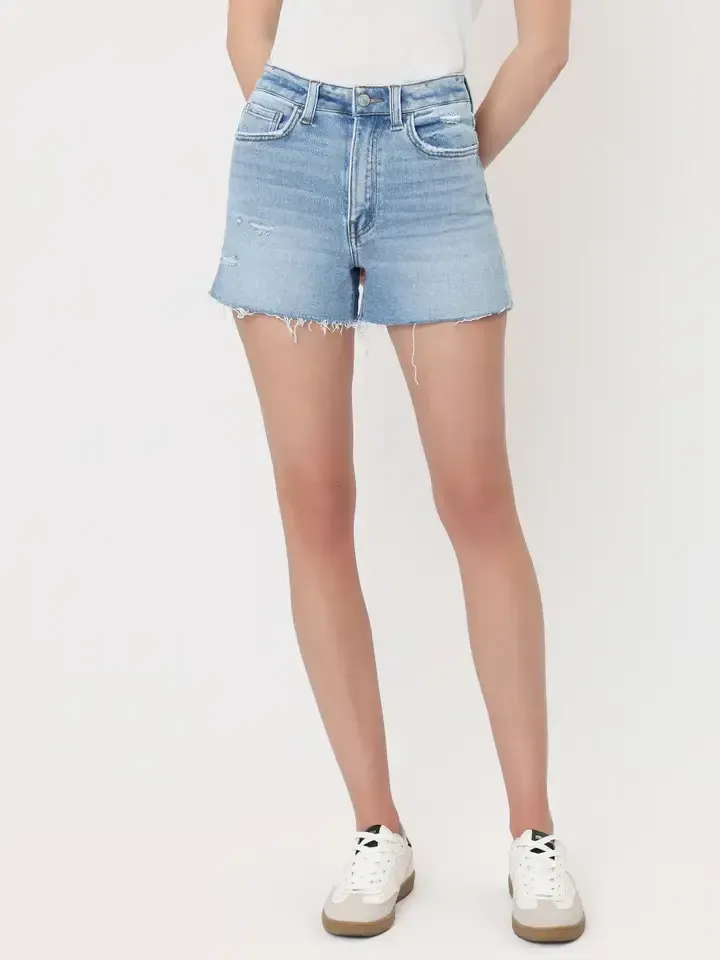 Super High Rise Distressed A-Line Shorts