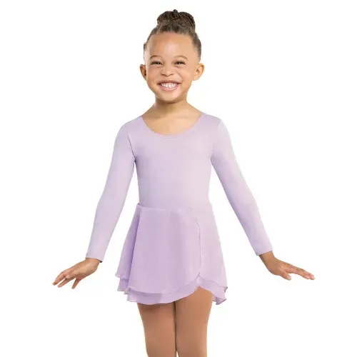 Scoop Neck Long Sleeve Leotard with Skirt