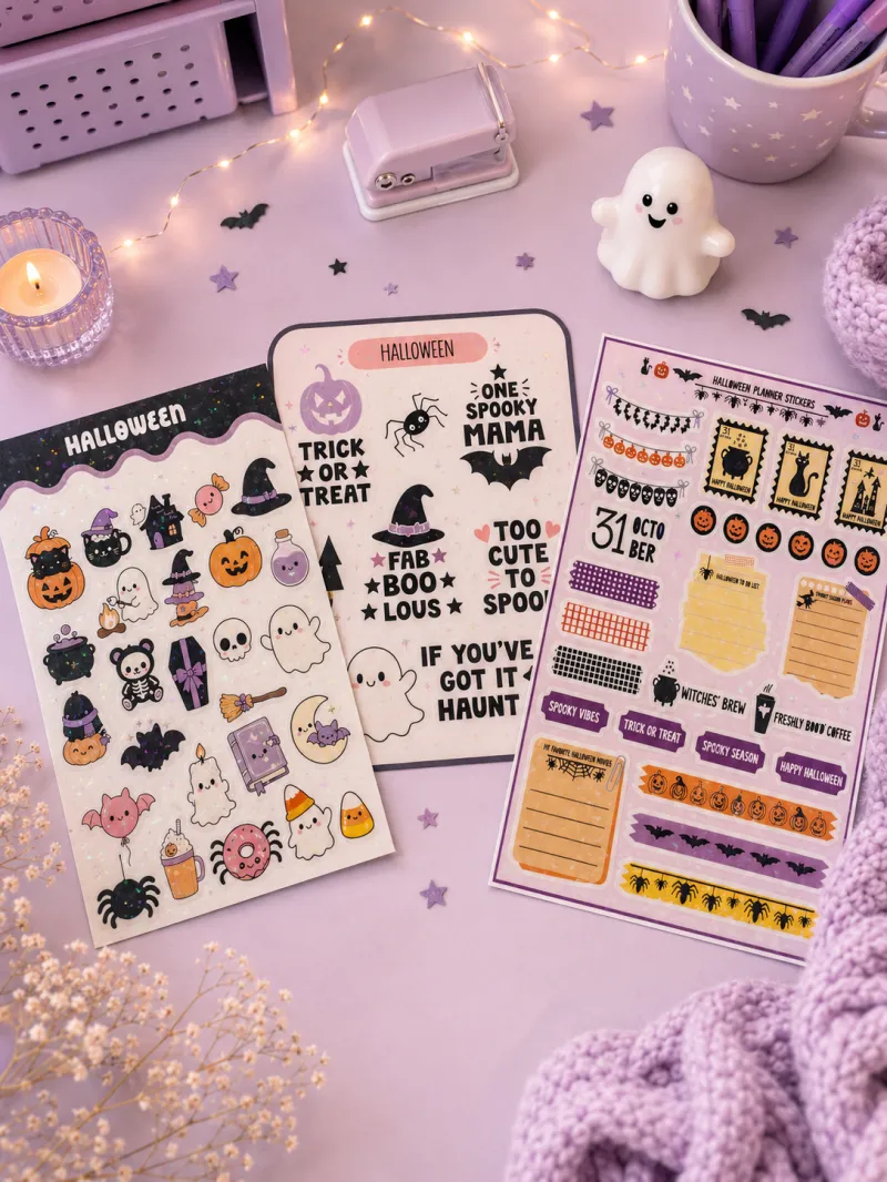 🎃 Halloween Sticker Sheet Collection, Set of 3 