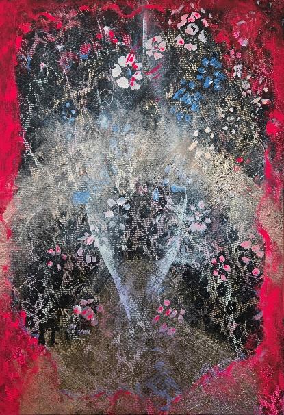 Spirit Realm through Loss Acrylic, spray paint on canvas 28 x 26 inches