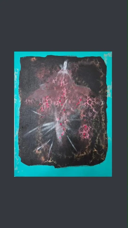 Child Coming Through [whenever you’re ready] Acrylic, spray paint on canvas 28 x 26 inches