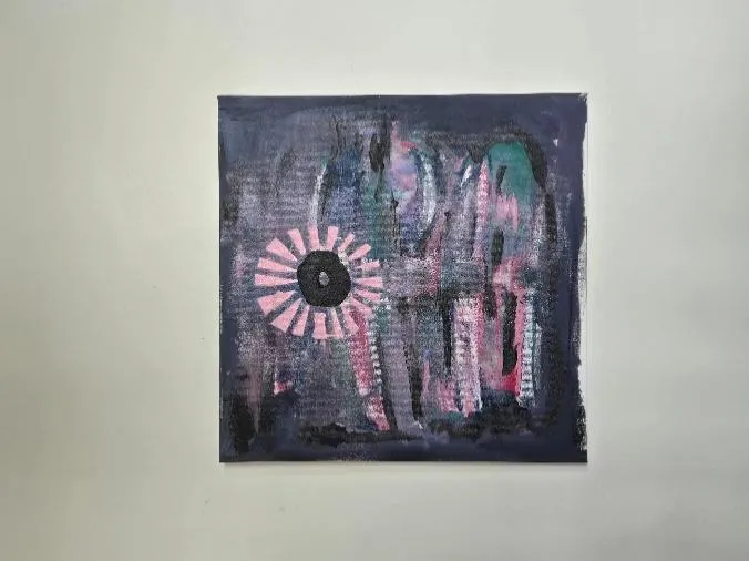 Sound Integration over Water Acrylic and Spray paint on Canvas 24 x 24 inches