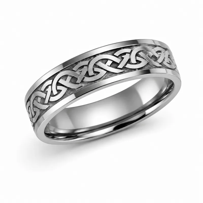 Men’s 8mm Tungsten Comfort Fit Wedding Band with Celtic Knot Design