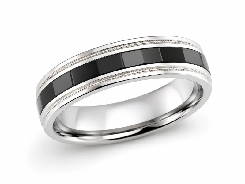 Men’s 7mm Cobalt Comfort Fit Wedding Band with Black Inlay