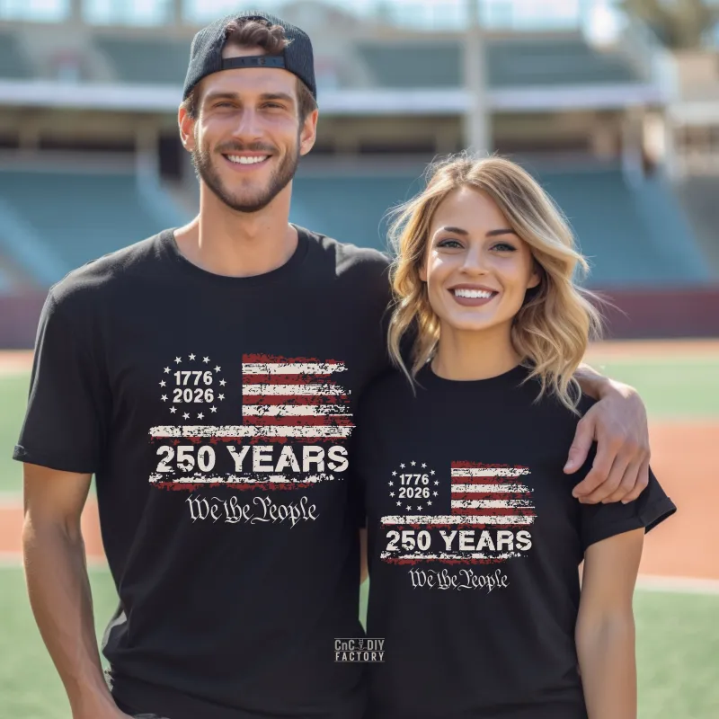1776 2026 250 Years We The People on Black color Gildan Tee Shirt