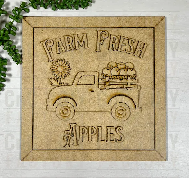 Farm Fresh Apples with Old Truck – Layered Laser Cut DIY Kit