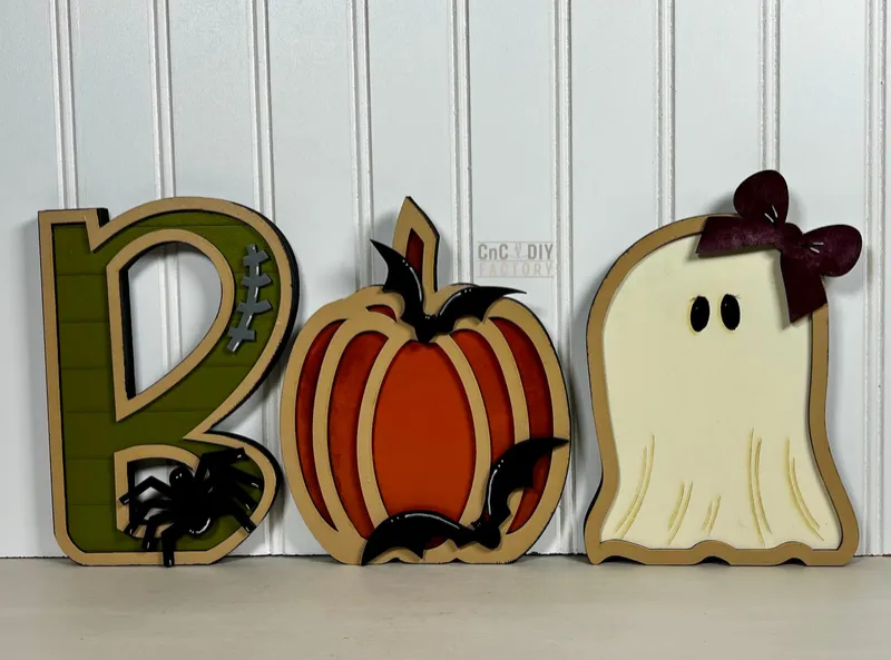 Layered BOO Shelf Sitter Laser Cut DIY Kit