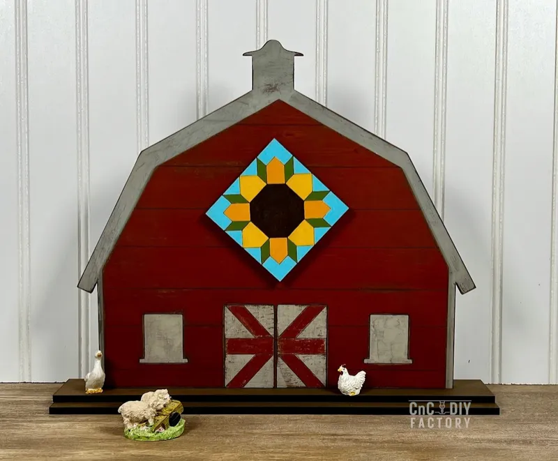 Large Interchangeable Barn Quilt Shelf Sitter – 12 Designs