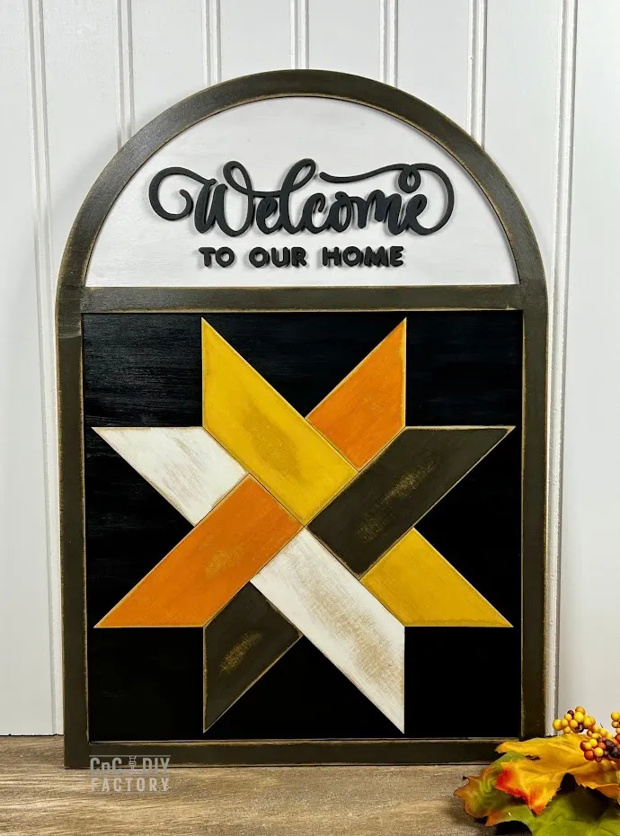 Quilted Arch Welcome Home Frame – Laser Cut Layered DIY Kit