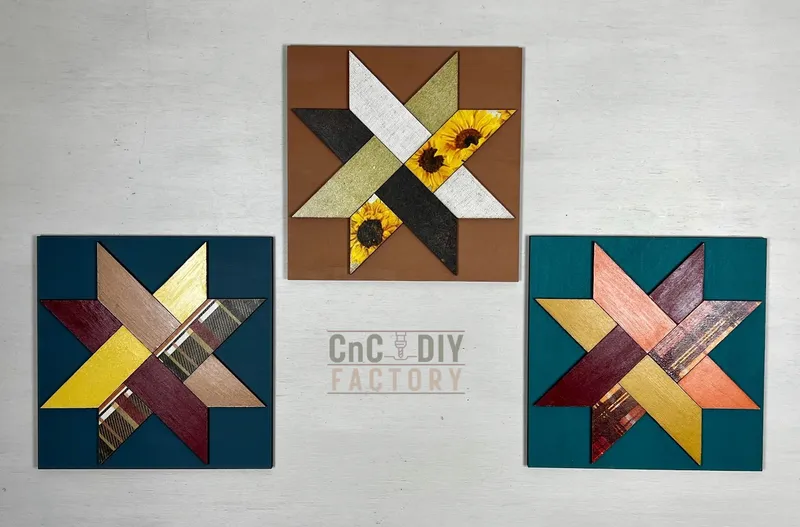 Woven Star Barn Quilt Block – 6" x 6" DIY Kit Laser Cut Layered 