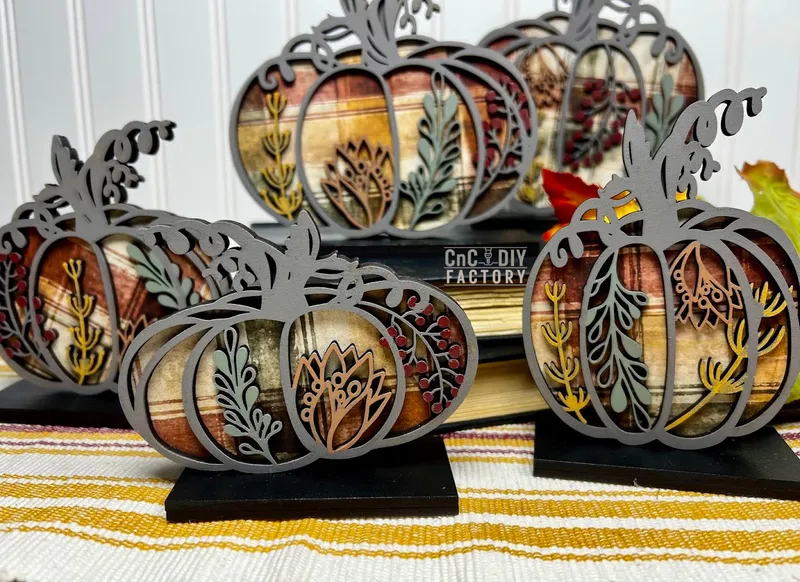 Set of 5-Layered Floral Pumpkins DIY Kit – with Stands