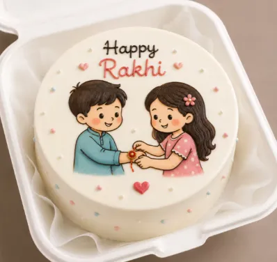 "Happy Rakhi" Bento Cake (Butterscotch Flavour) 250gm