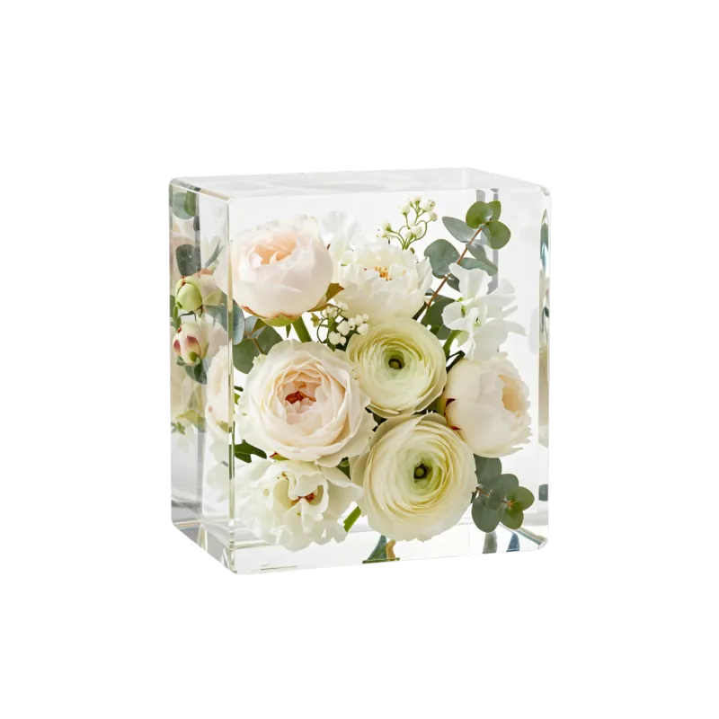 15cm Square Resin Floral Display Block