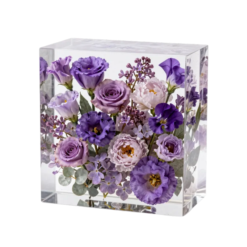 25cm Square Flower Preservation Resin Block