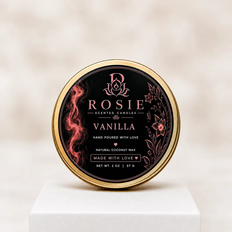 Natural Coconut Wax Tin Candle – Vanilla – 2 oz (57 g)