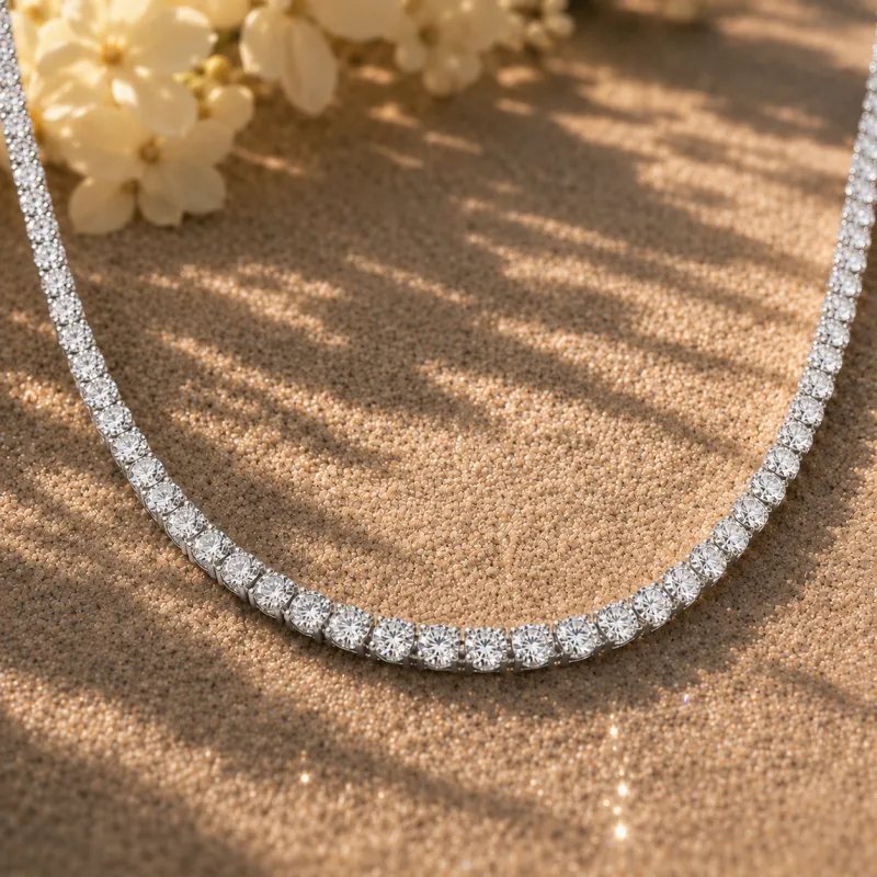Tennis Diamond Necklace (White Gold)
