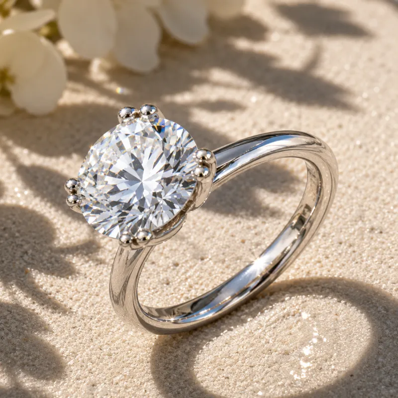 Round Diamond Solitaire Engagement Ring (White Gold)