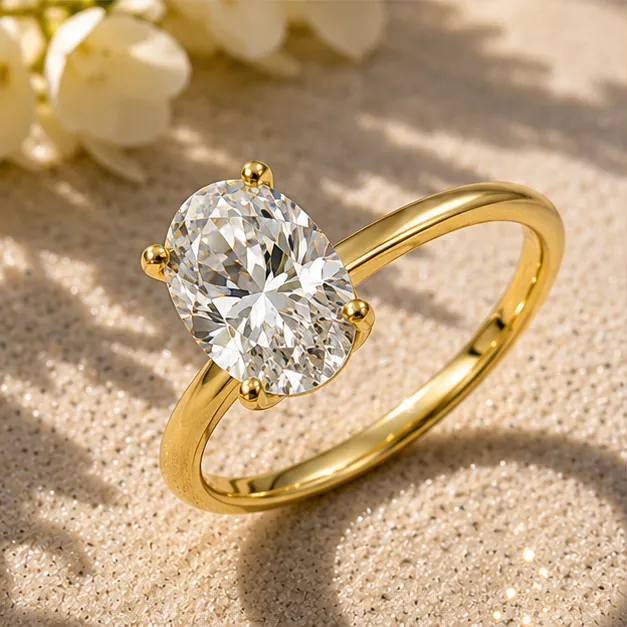 Oval Diamond Solitaire Engagement Ring (Yellow Gold)