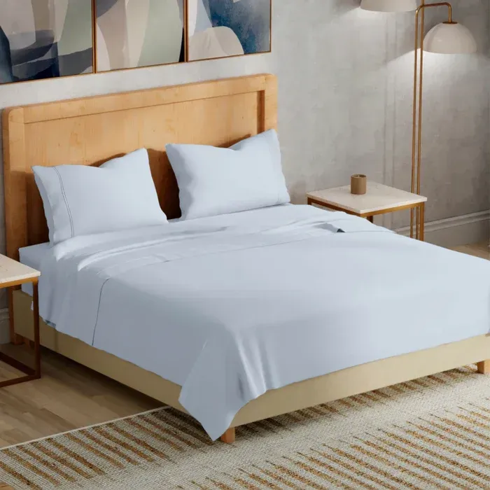 PureCare TENCEL Lyocell Sheets in Light Blue, folded