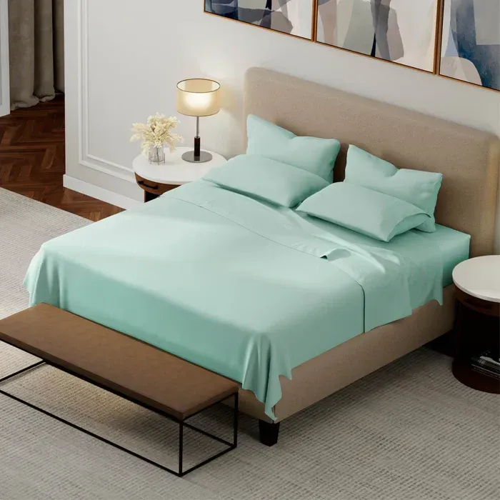 PureCare Weightless Cotton Sheets in Seafoam, detail