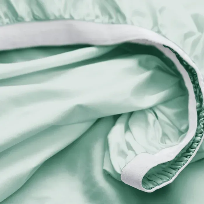 PureCare Weightless Cotton Sheets in Seafoam, folded
