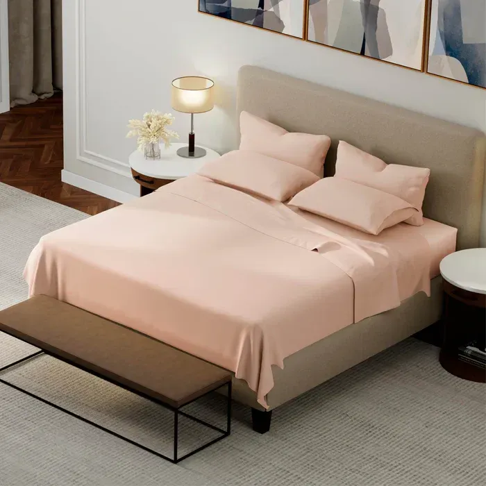 PureCare Weightless Cotton Sheets in Blush Pink, detail