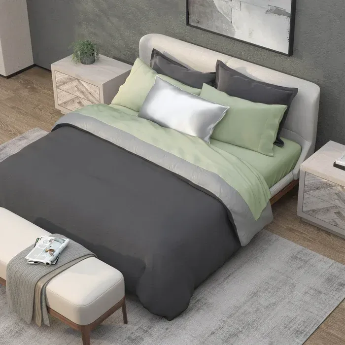 PureCare Recovery Viscose Sheets in Sage, styled