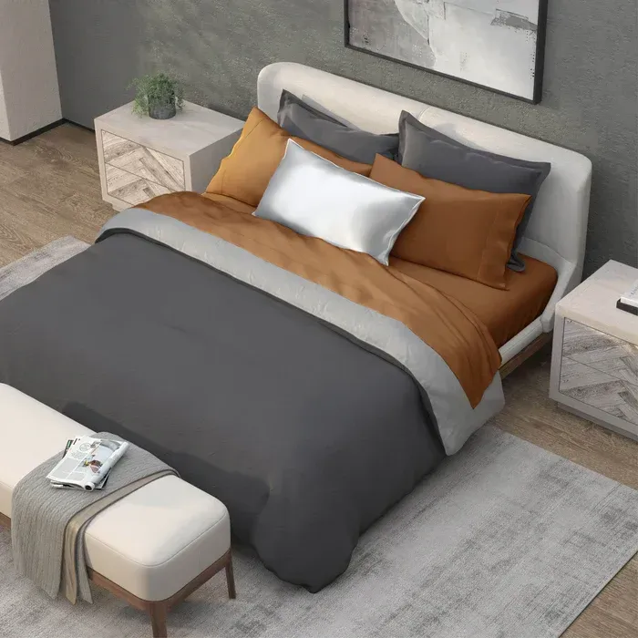 PureCare Recovery Viscose Sheets in Clay, styled