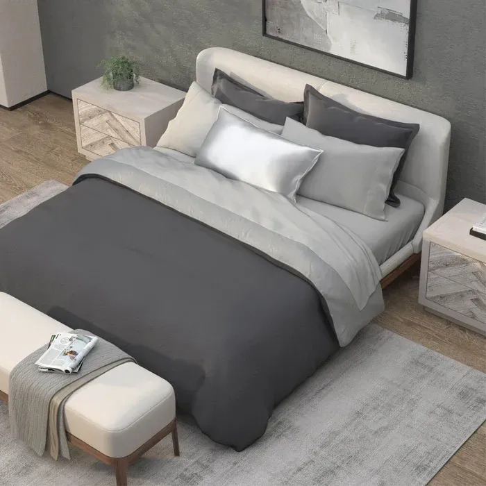 PureCare Recovery Viscose Sheets in Dove Gray, styled