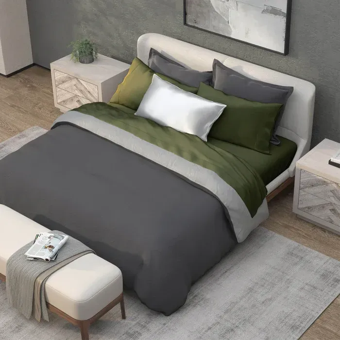 PureCare Recovery Viscose Sheets in Moss, styled