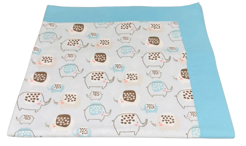 Blue Elephant Self-Binding Baby Blanket