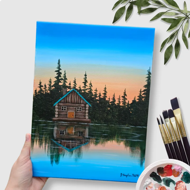 Cottage Sunset Acrylic Painting Tutorial
