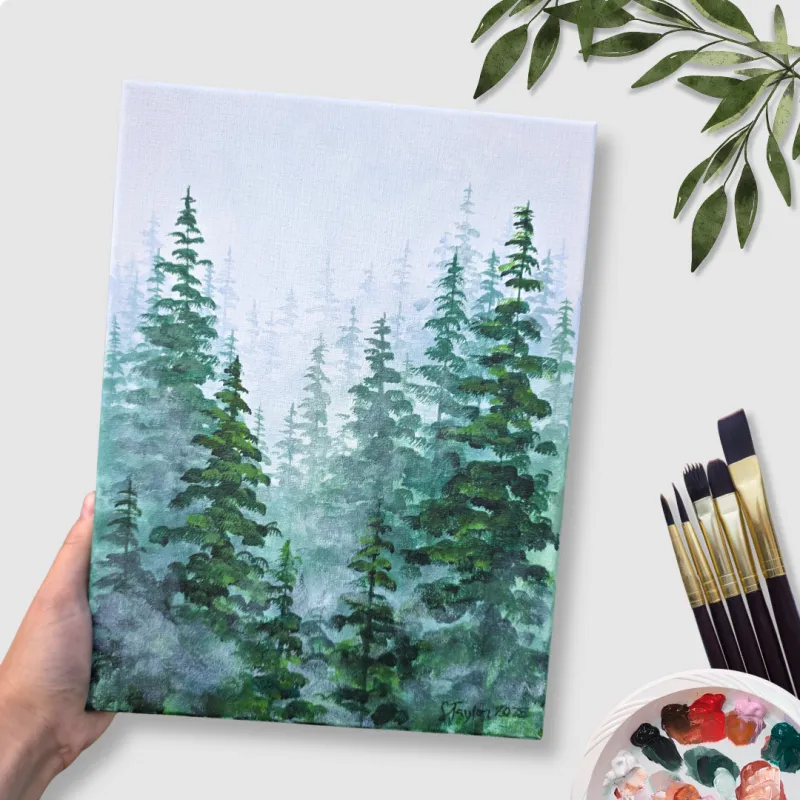 Foggy Forest Acrylic Painting Tutorial