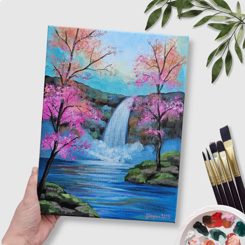 Blooming Falls Acrylic Painting Tutorial