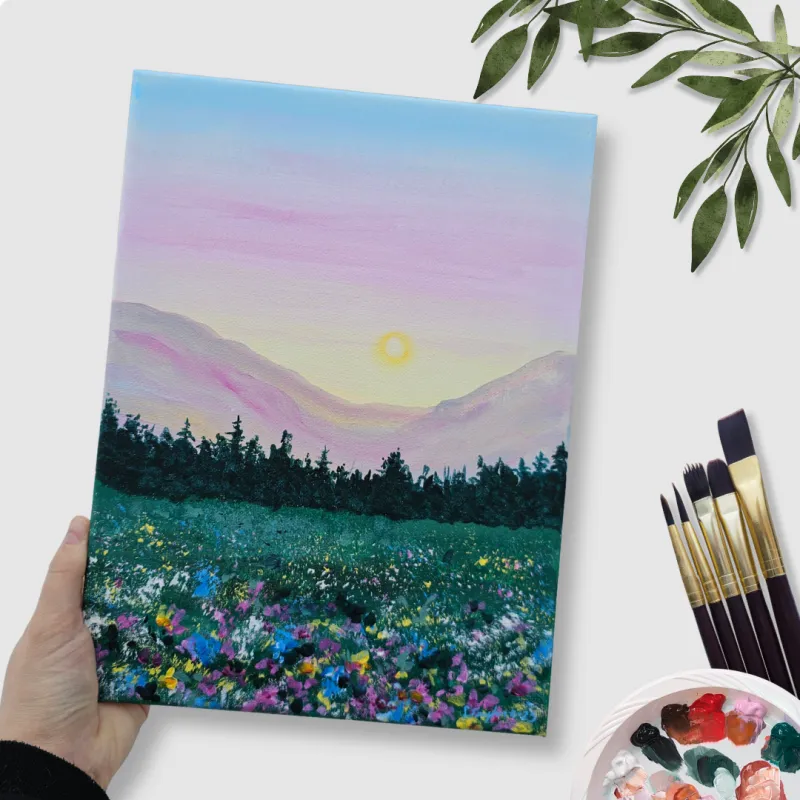 Romantic Spring Meadow Acrylic Painting Tutorial