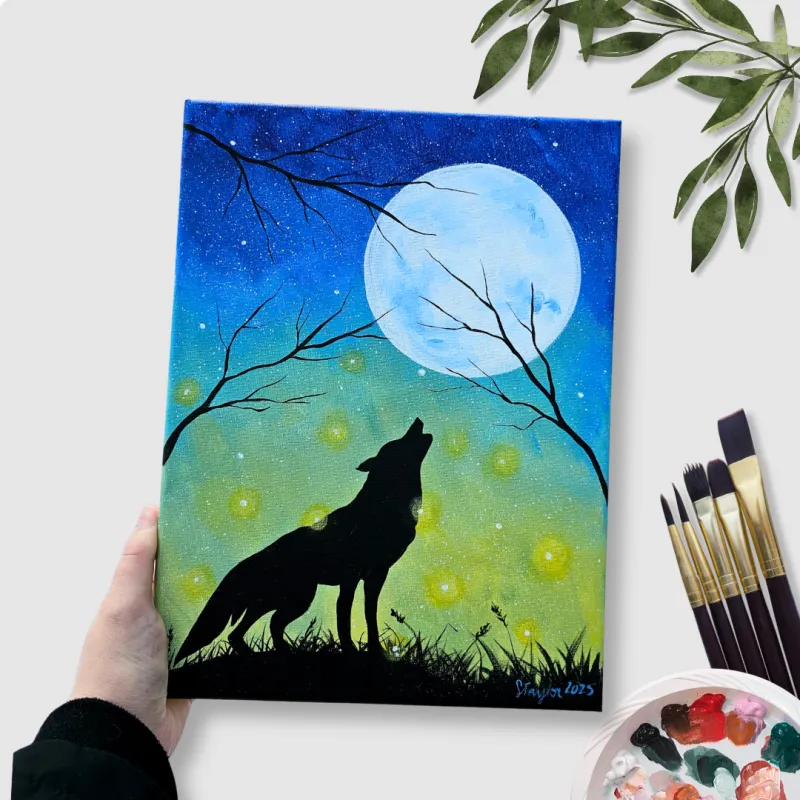 Howling Wolf Acrylic Painting Tutorial