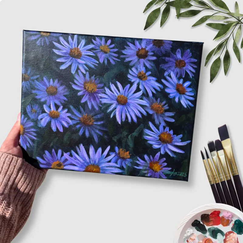 Blue Hour Flowers Acrylic Painting Tutorial